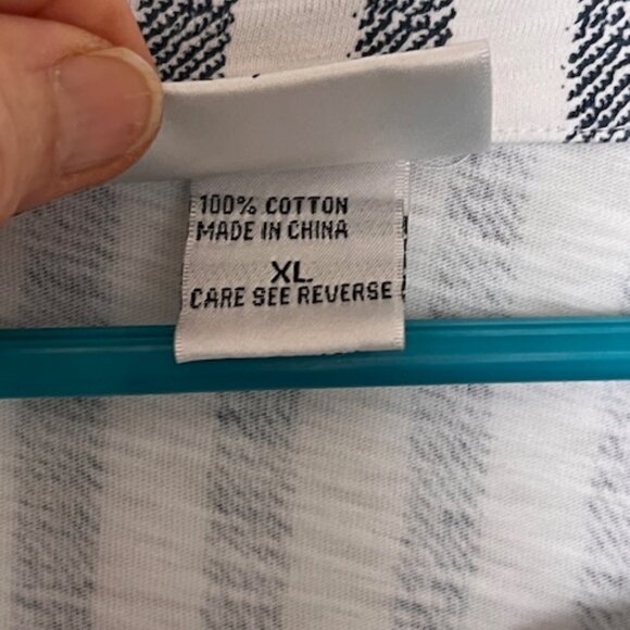 Wild Palm XL Blouse Vertical Stripes Navy on White - Picture 6 of 7